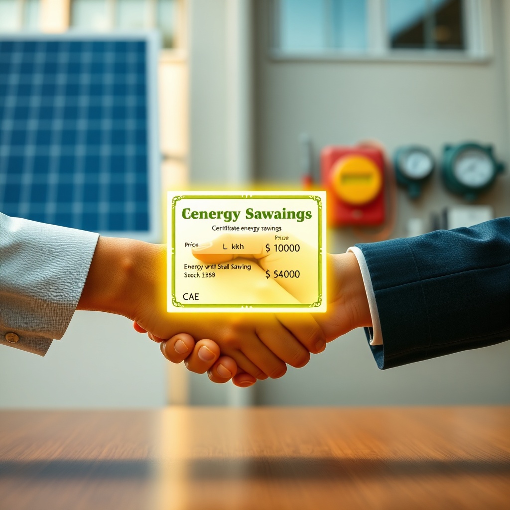 Negociación del valor de mercado de un certificado de ahorro energético, con cálculo del precio y acuerdo entre empresas
